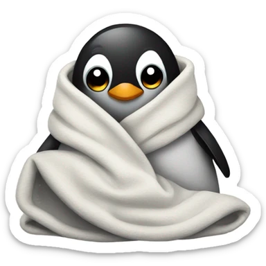 penguin in a blanket sticker