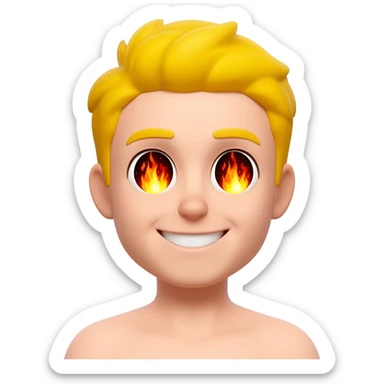 a emoji iphone happy and fire eyes yellow sticker