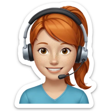 receptionist face ponytail ginger with headpset sticker