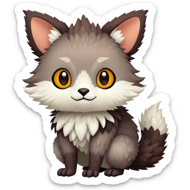 lush warm-colored Fakémon-Trico-creature (full body) sticker