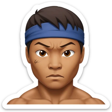 ​Cinematic Realistic Portrait of Tony Jaa, a close-up depiction capturing his intense, determined expression and finely detailed features, rendered with dramatic natural lighting that emphasizes his rugged athleticism and unmistakable martial arts presence, sticker