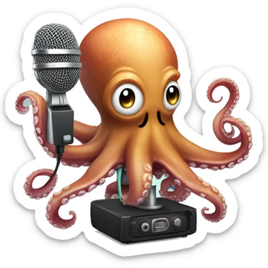 Octopus holding a microphone in each tentacle singing sticker