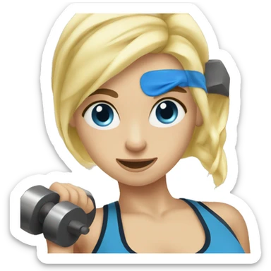 girl working out blue eye blonde hair lifting weights sticker