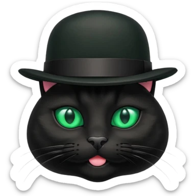 animal : chat noir avec chapeau melon sticker