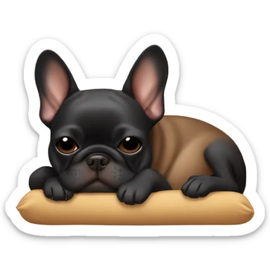 Black Brown frenchie sleeping sticker