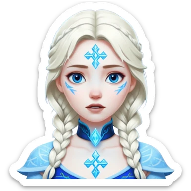 Woman frozen mid-spell, glowing runes around her body, charged silence sticker