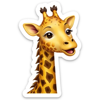 Cinematic Cute Yawning Giraffe Portrait Emoji, Head tilted slightly with a dramatic, wide-open yawn, showcasing a soft, patterned Fur of warm yellows and browns with a long, drooping neck and eyes barely open in drowsy contentment, Simplified yet irresistibly adorable features, highly detailed, glowing with a soft, cozy glow, high shine, relaxed yet expressive, stylized with a touch of savannah whimsy, bright and endearing, soft glowing outline, capturing the essence of a sleepy yet affectionate giraffe, so drowsy it feels like it could stretch right out of the screen and curl up for a nap! sticker
