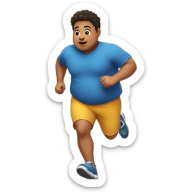 Chubby and fatty small boy running  sticker