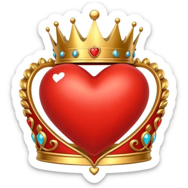 Red heart and crown on top sticker