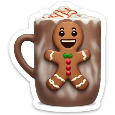 Holiday hot chocolate with a gingerbread man  sticker