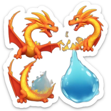 Fire dragon and water sticker