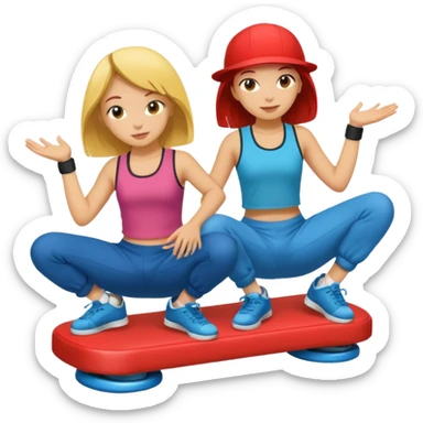 2 girls sitting in breakdance ride of fair  sticker