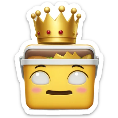 A lunchbox with a golden crown sticker