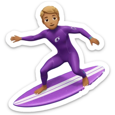 glitter surfer purple surf in wave ocean cian sticker