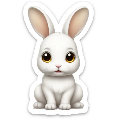 A white baby bunny with tan spots  sticker