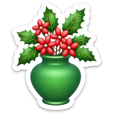 Christmas vase with flowers sticker