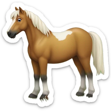 Pferd mit Hund auf dem Rücken auf einem Feld im Hohen Grass im Hintergrund ein Regenbogen  sticker