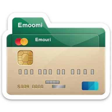 light beige credit card with dark green accents sticker