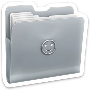 A **simple emoji-style icon** of a **frosted light-gray plastic folder** with **rounded corners**, **elastic string and button closure**, slightly translucent, clean front, subtle shading, and a **small tax/forms symbol in one corner.
 sticker