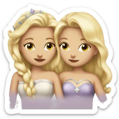2 women princesses couple blonde kiss sticker