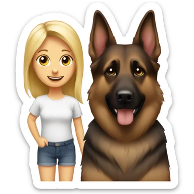 dark brown German shepherd and blond girlie sticker
