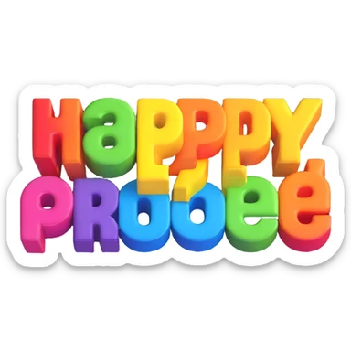 Transform the 'Happy Pride Month' text into a bold, colorful 3D style with a transparent background, maintaining the vibrant and festive look. sticker