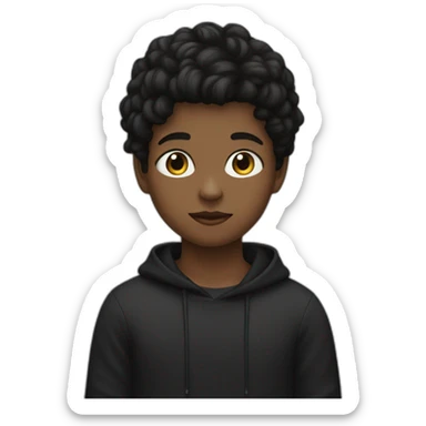 Boy with a black skirt, a black crop top, long socks and cat hears on his head sticker