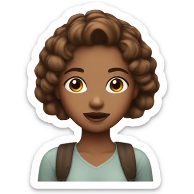 Cute girl put make up on Short Brown Hair  sticker