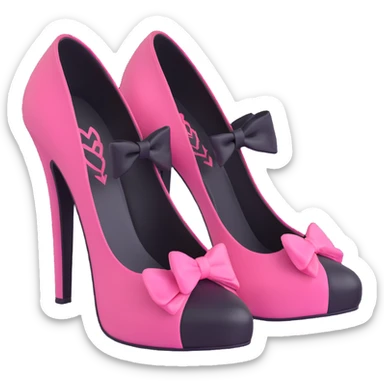 BLACKPINK-inspired gothic shoes, no hearts, black and pink, cute and sticker