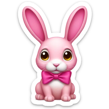 Pink rabbit with a bow sticker