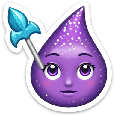 flecha para esquerda glitter roxo e ciano sticker