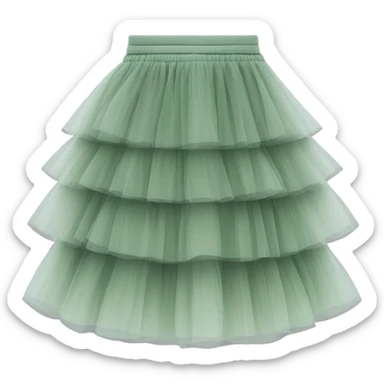 Long Sage Green tiered tulle skirt, isolated sticker