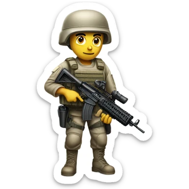 Realistic soldier with a machine gun sticker