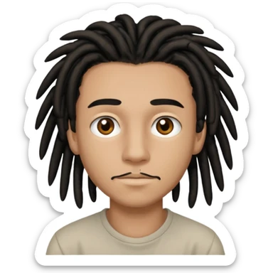 light brown teen with black dreads and brown eyes that has a small mustache stubble sticker