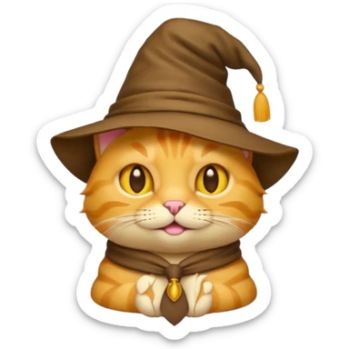 Yellow cat emoji wearing a sorting hat sticker