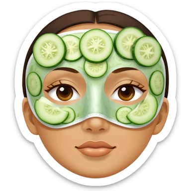 Face mask skincare treatment with cucumber slices on eyes sticker