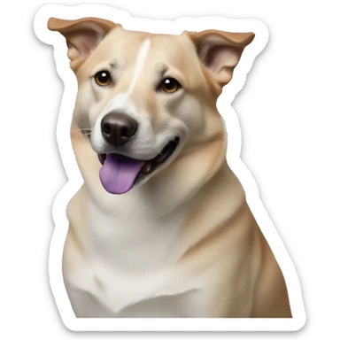 dog portrait with blurry background and purple lotus flower sticker