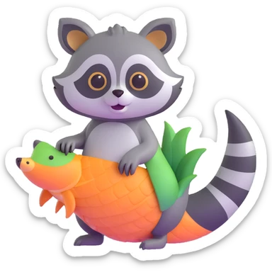 cute raccoon with fins and scales sticker