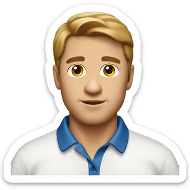 brown hair white man with a polo shirt sticker