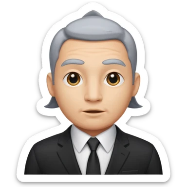 A fish man dressed in a black suit. Its face is grey fish. Just a fish. And The fish is facing upward. The fish’s neck connects smoothly with the collar of the suit. sticker