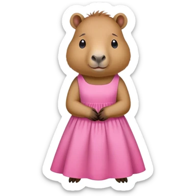 cute capybara in a pink dress emoji sticker