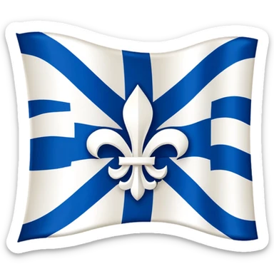 flag of Quebec with blue background, white cross, and four white fleur-de-lis sticker
