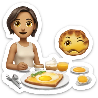 a breakfast mood emoji that represents the beauty of the morning and the bauty of staying together havng breakfast sticker