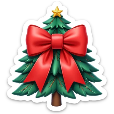 christmas frame with a big red bow in the top middle of the frame and a small christmass tree at the left bottom corner of the frame, giving christmas vibe sticker
