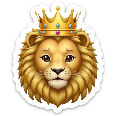 cute lion head with crown on top sticker
