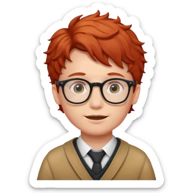 red wavy haired kid with glasses sticker