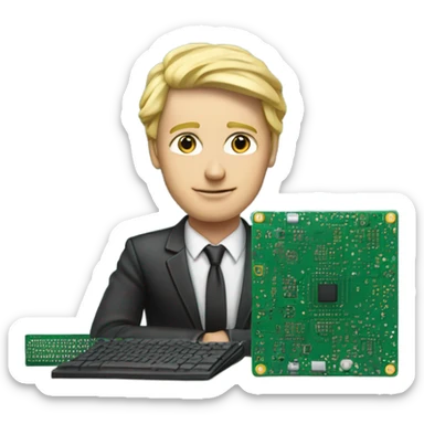 male ,Desk with pcb, european blond with classs sticker