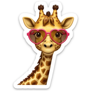 Giraffe with heart shape sunglasses sticker