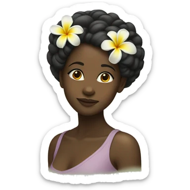Black girl with a plumeria flower in her hair sticker