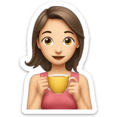 girl sipping tea sticker